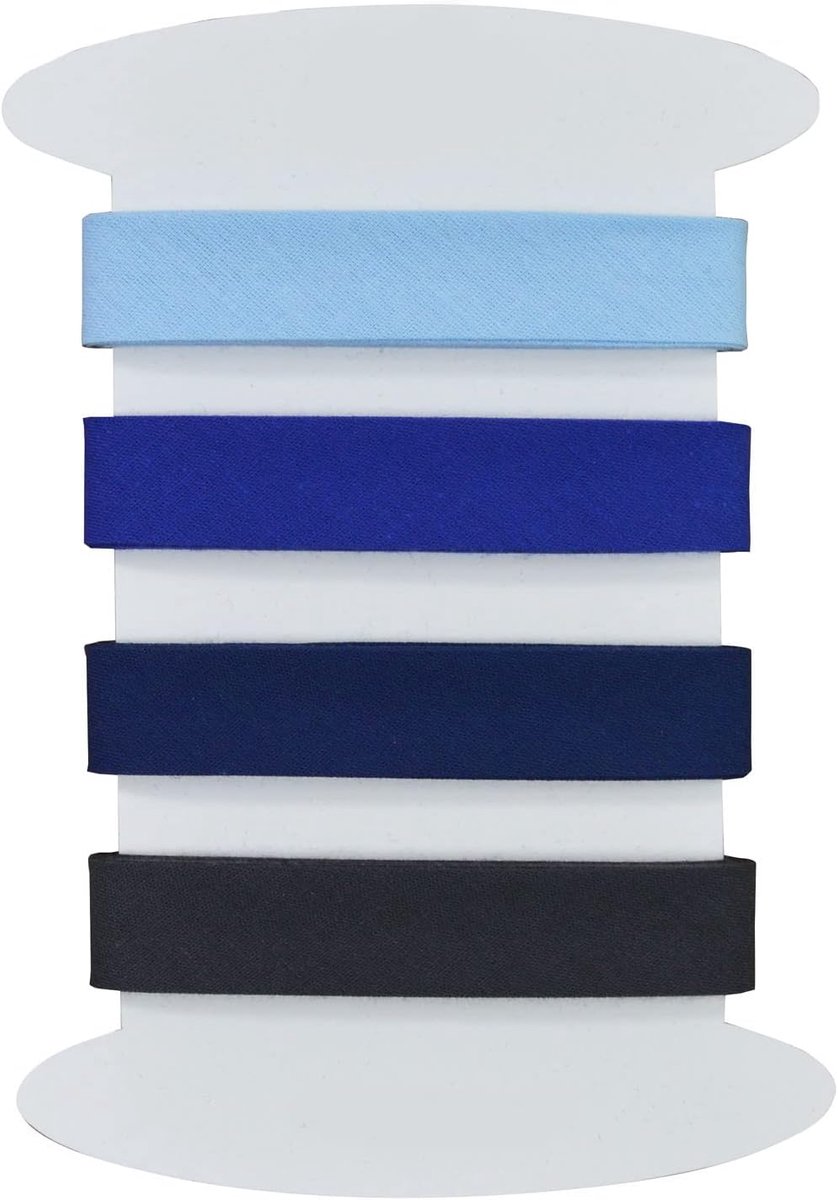 Set van 4 naaibias: verschillende kleuren verkrijgbaar, set van zeer mooie kwaliteit, 2 meter per kleur, om aan de rand van je stof te naaien voor een mooie afwerking. (Pack B)