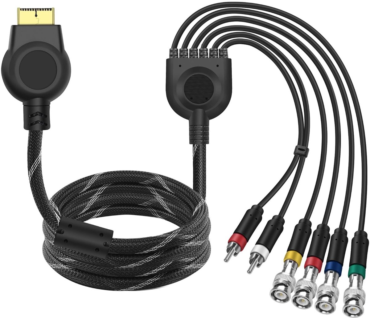 PS2 PS3 Component AV-kabel audio video HDTV kabel met 4 BNC RGB RGBS-aansluitingen voor PS2/PS3 console, CRT-monitor - 1,8 m