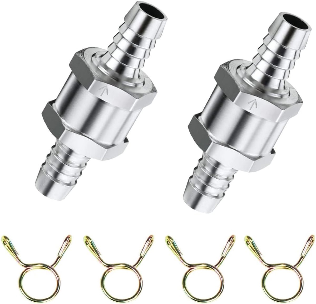 Terugslagklep, Aluminium Klep, Benzine Brandstofterugslagventiel Met Veerklem Voor Auto Carburateur Lagedruk Systeem, 8mm, 2 Stuks