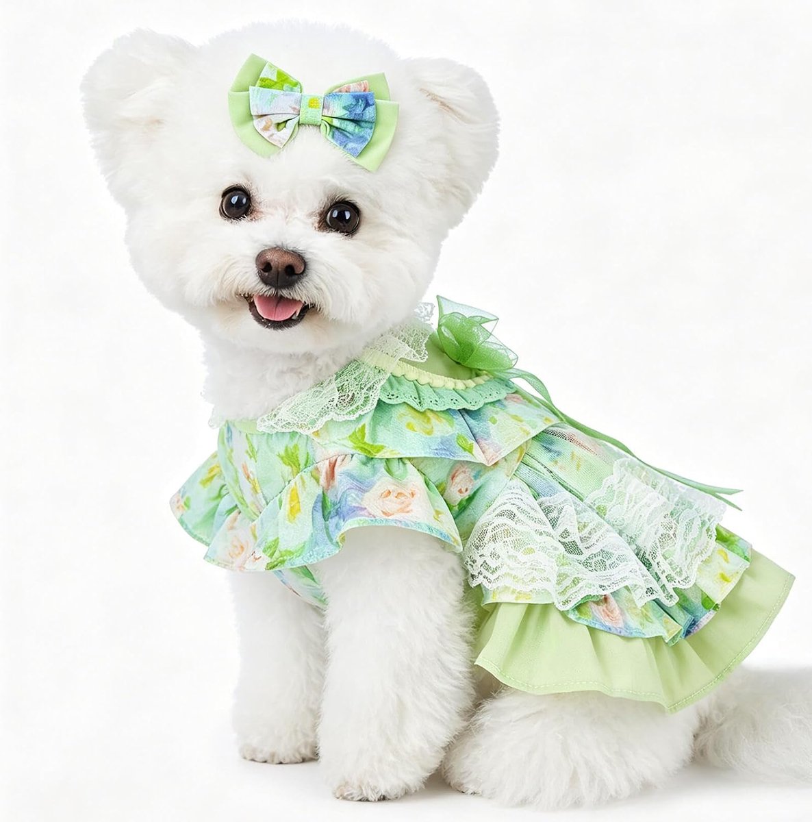 Hondenjurk M - lentegroen - handgemaakt - schattige prinsessenlook - SnelShoppen
