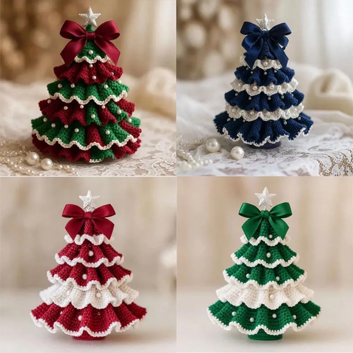 Haakset, kerstboom, haakset, beginners, voor geschenken, knutselen, feestdecoraties (A)