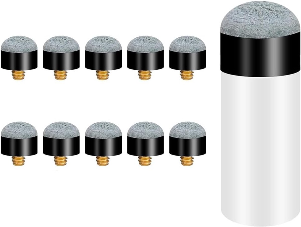 10 verpakkingen biljartkeu-punten, vervangende schroefpunten met biljartkeu-naalden, 12 mm, grijs, accessoireset voor biljartkeu