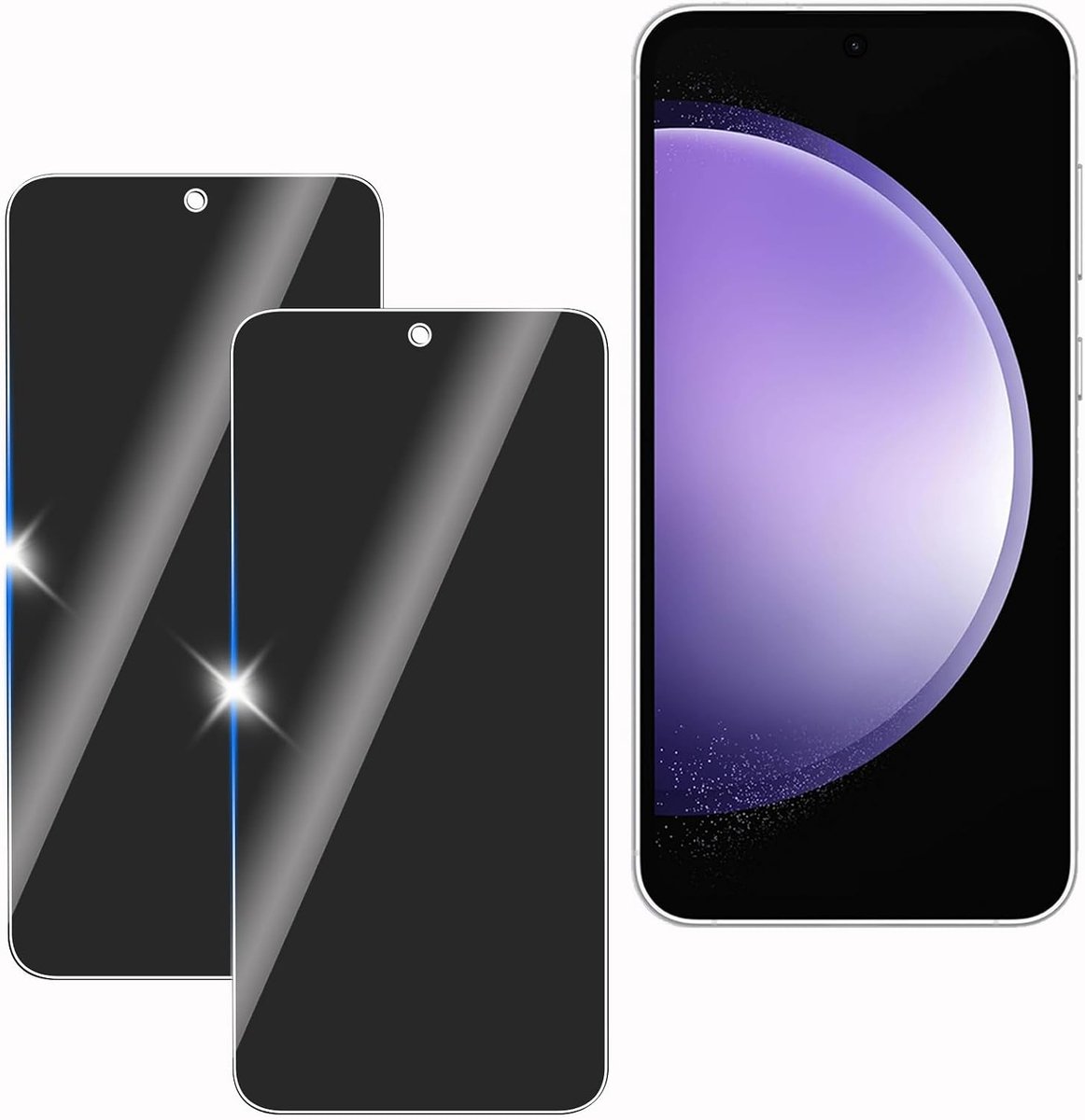 voor Samsung galaxy S23FE 2 stuks privacy scherm anti-snoop film, anti-spion beschermglas film,privacy scherm, 9H hardheid, krasbestendig