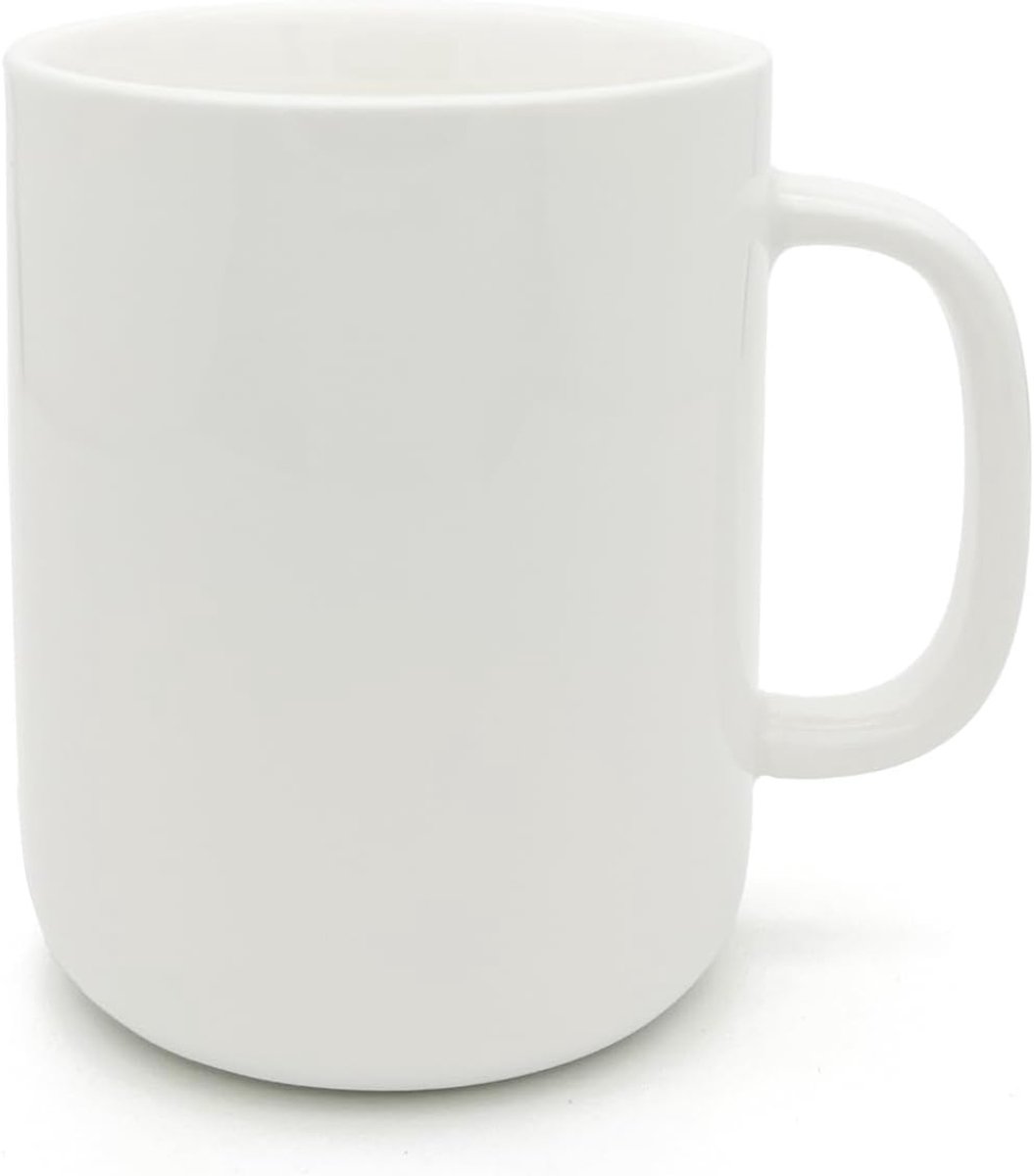 Stijlvolle keramische koffiemok gladde effen kleur 11oz ondergeglazuurde beker voor mannen en vrouwen kantoor en thuisgebruik (glanzend wit)