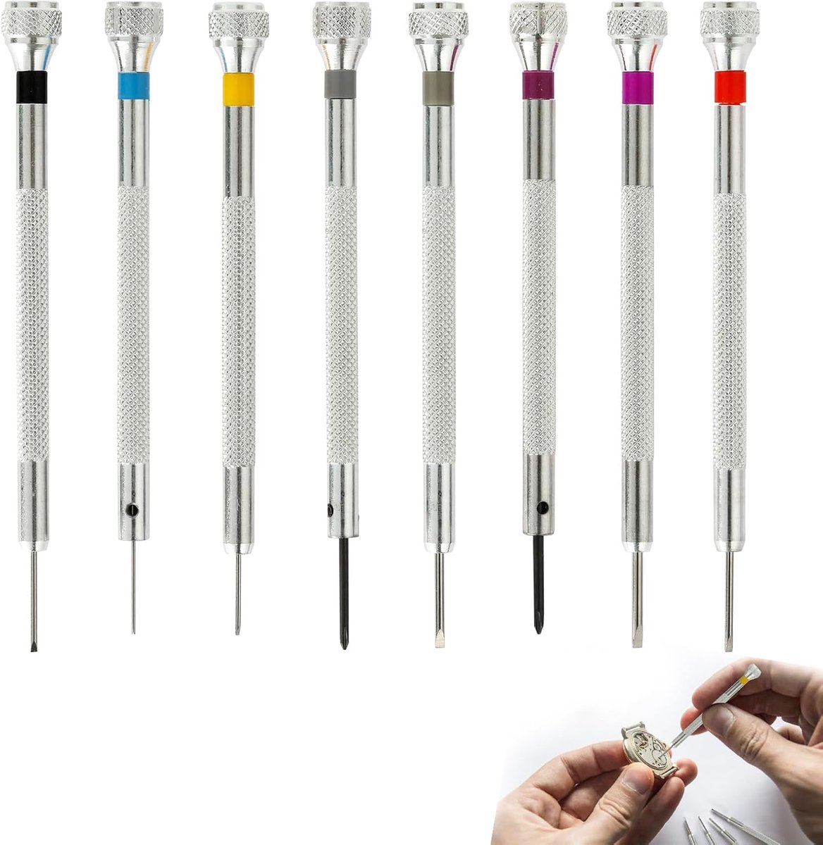 8 stuks precisieschroevendraaiers, juweliersschroevendraaierset, juweliersschroevendraaier voor horlogereparatie, brillenreparatie - microschroevendraaier 0,6/0,8/1,0/1,2/1,4/1,6 mm