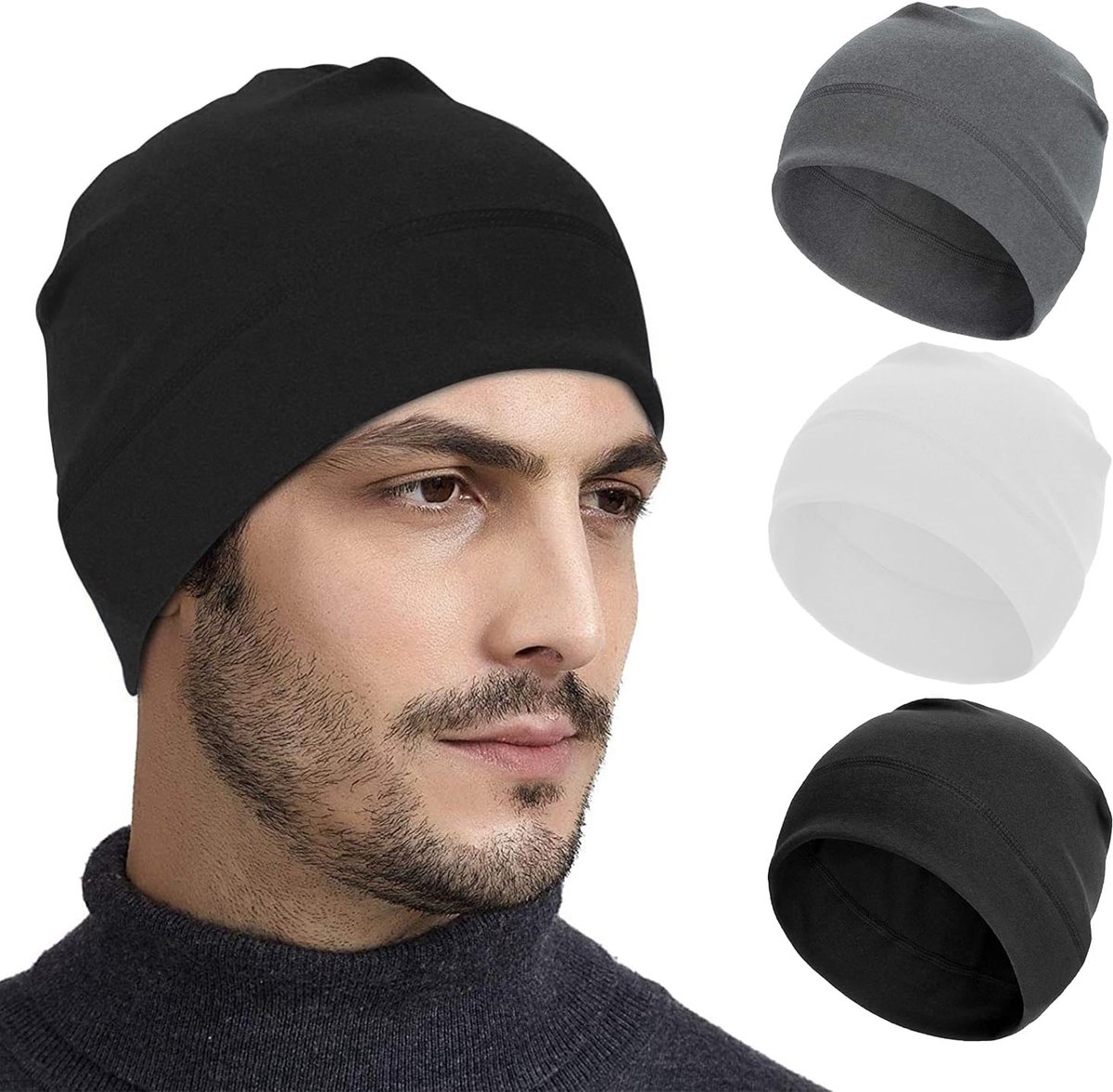 3 stuks fietsmuts onder helm, winddichte fietsmuts, polyester loopmuts voor heren en dames, winter, warme dunne muts