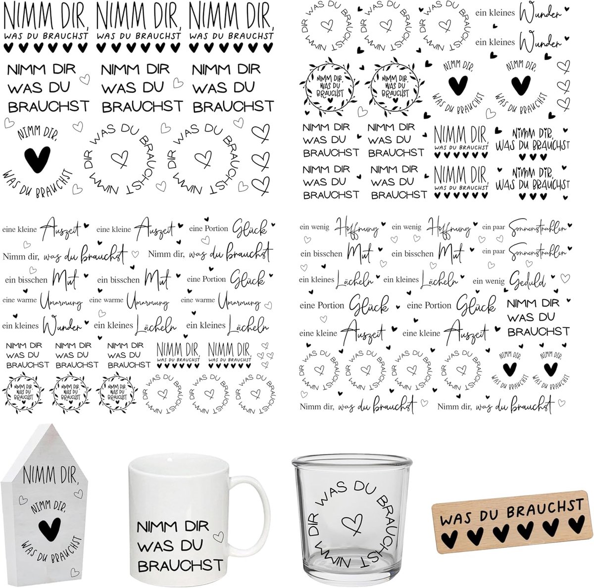 On Stickers ca. A5, 19 x 14 cm, spreuk, decoratie voor verjaardag, keraflott, bruiloft, thuis, wisfolie voor meubels, glas, hout, fotoalbum, doe-het-zelf decoratie, esthetische stickers
