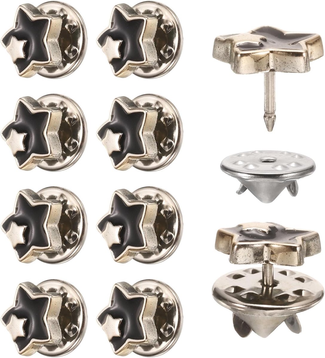 Knopen, 11,5 mm, geen naaiknopen, pinnen, afneembare broche, anti-blootstelling, vaste afdekking, knopen voor kleding, taille, jas, doe-het-zelf handwerk (zwart)