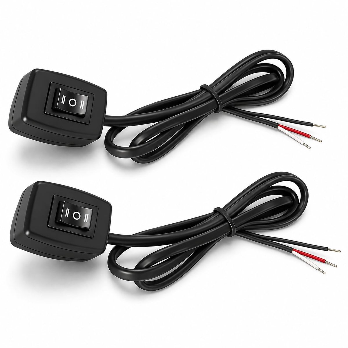 2 x tuimelschakelaar 12 V met zelfklevende achterkant, 3 standen, 3 A 12 V/24 V schakelaar met 75 cm kabel, 12 V tuimelschakelaar voor de bediening van de autolichtelektronica