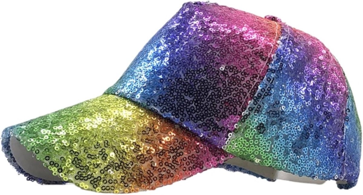 Pailletten Baseball Hoed, Shiny Rainbow Glitter Baseball Hoed, Verstelbare Glanzende Petten