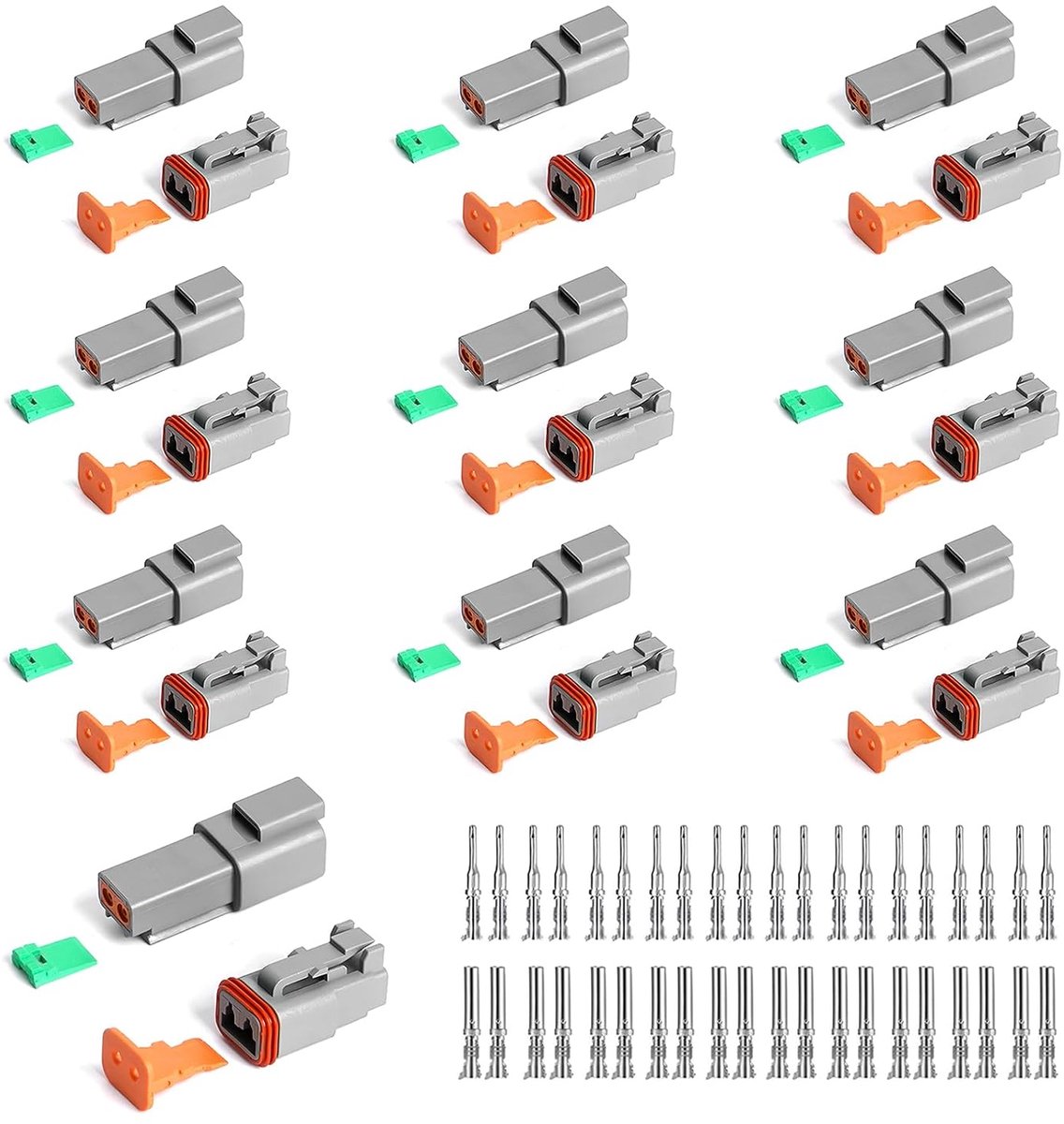 stekker KFZ 2-polig, set van 10 DT-stekkers, waterdichte elektrische connector, 22-18AWG kabelstekkers voor auto, motoren, vrachtwagens, boten