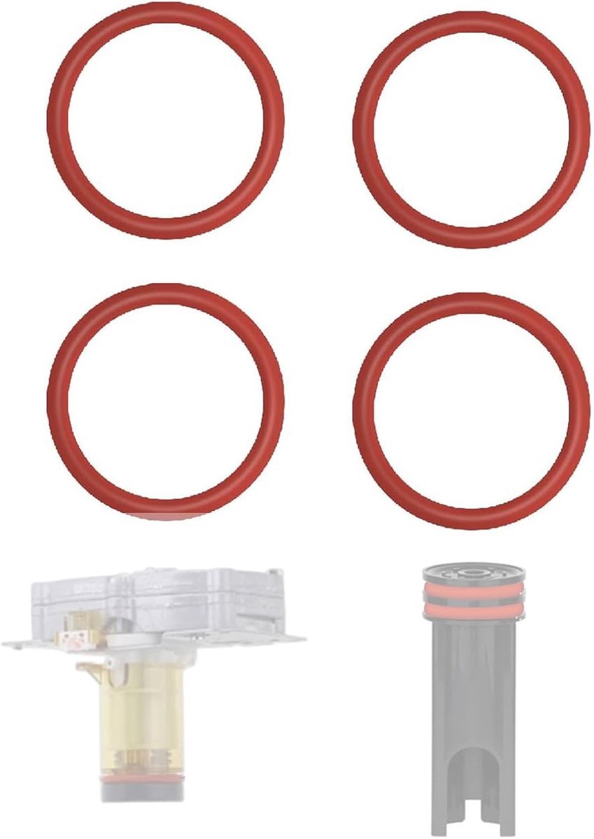 Set van 4 O-ringafdichtingen, compatibel met Delonghi Magnifica S, Dynamica, EAM, ECAM, ESAM, voor koffiezetapparaat, drukzuiger en verwarmingsblok