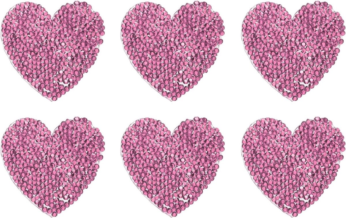 6 stuks hartpatches om op te strijken, hartjes, strassteentjes, applicaties, 5,5 cm, om op te naaien voor doe-het-zelf, handwerk, reparatie, kleding, schoenen, tas, hoed, decoratie