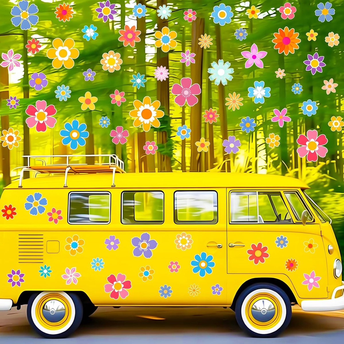 86 stuks elegante bloemen autosticker kleurrijke Y2k bloemen muursticker verwijderbare waterdichte vinyl bloemstickers sticker decoratie voor camper bestelwagen auto ramen muur laptopbakken bagage