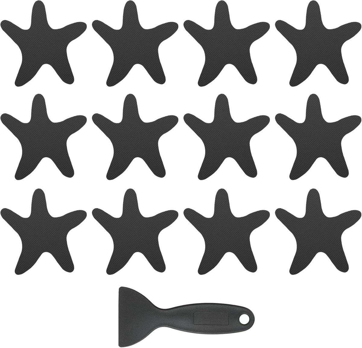 12 stuks antislip badstickers, antislip douchestickers met schraper badkamer douche vloerstickers stervorm schattige loopvlakken badkuipen, zwart