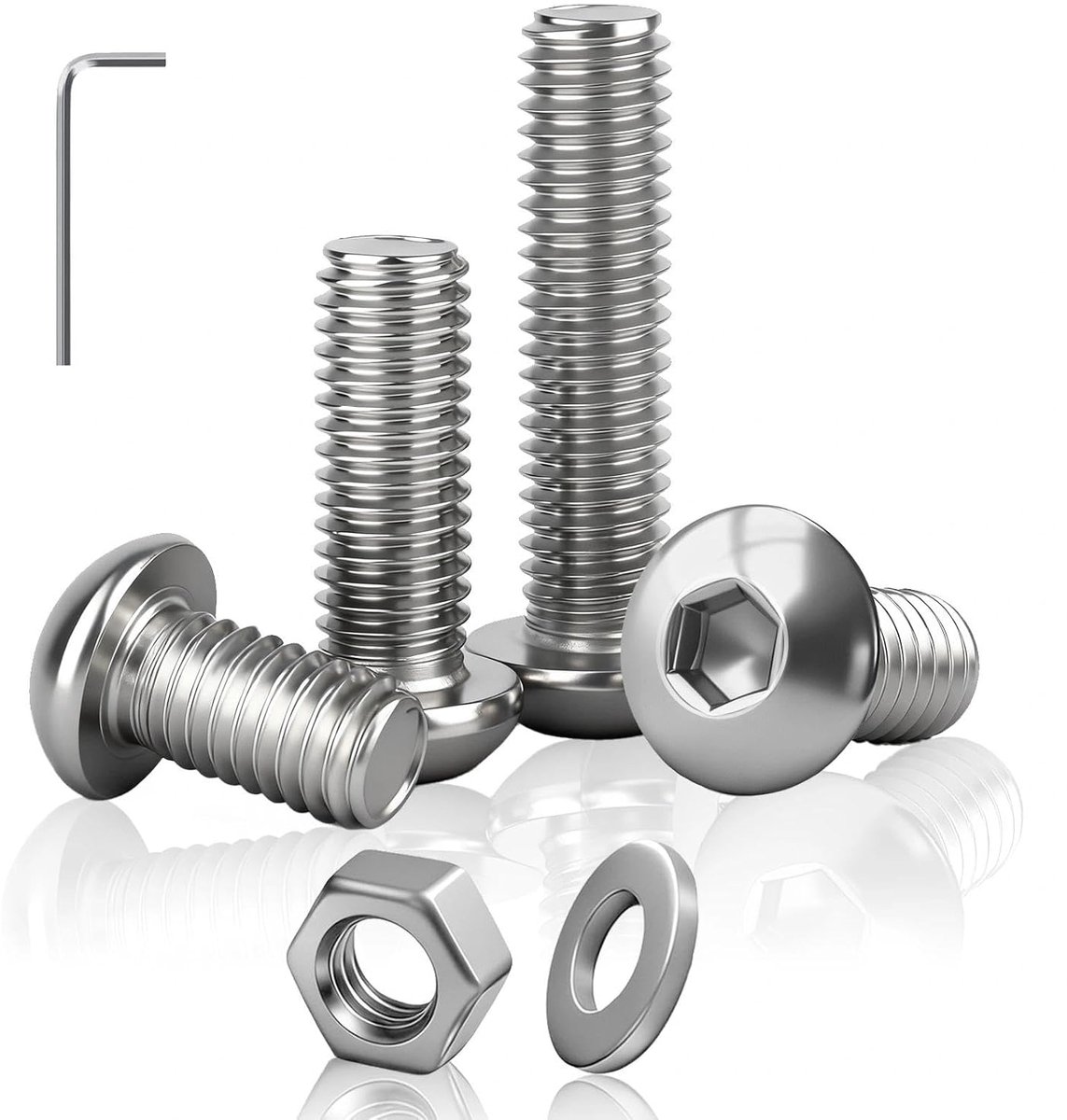 50 stuks M4 x 25 mm platte kopschroeven, inbusschroeven, M4, set schroeven en moeren, sluitringen van roestvrij staal 201, geschikt voor de productie van meubels en machines