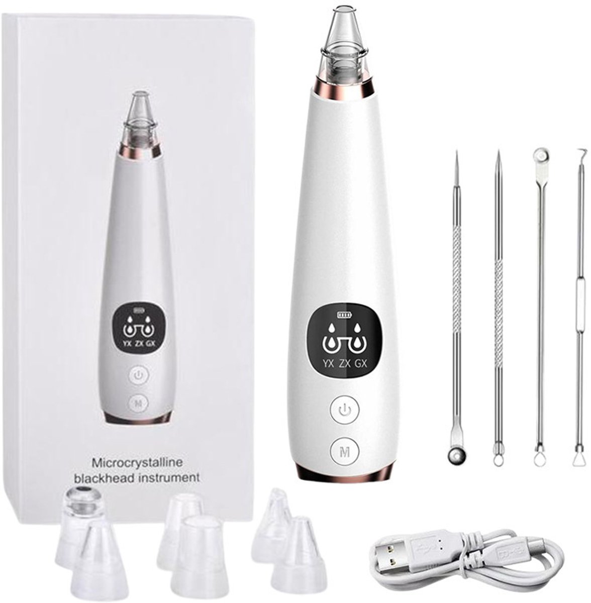 Electric Blackhead Remover, Facial Pore Cleaner Vacuum for Home Use, with 3 Modes, USB Charging, 6 Replacement Heads, and 4 Pimple Comedone Extractors