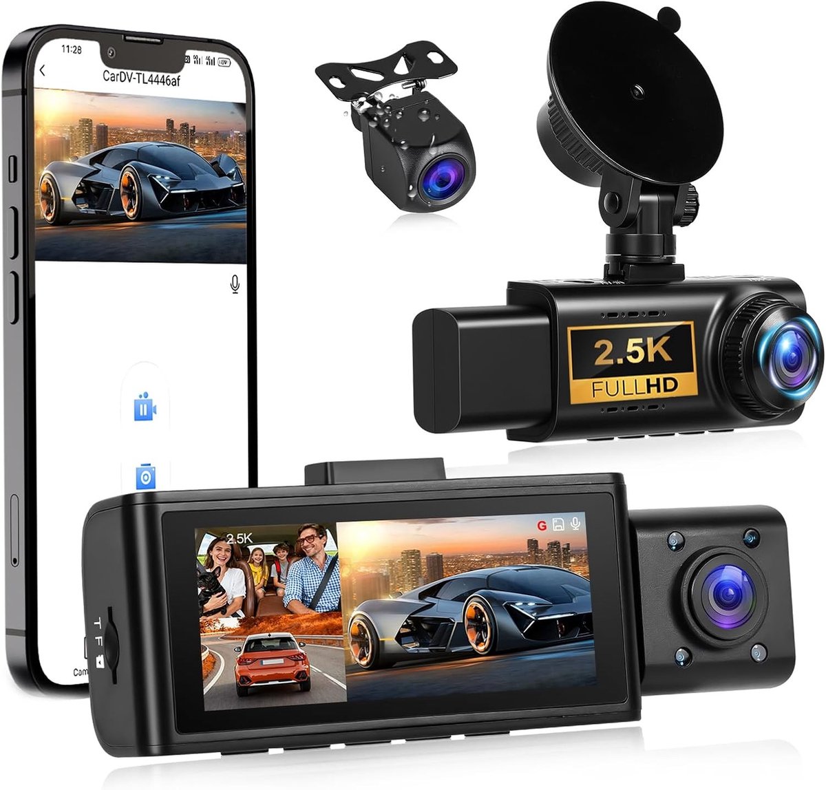 Dashcam - 2,5K - 3,16 inch touchscreen - G-sensor - Voor Auto's
