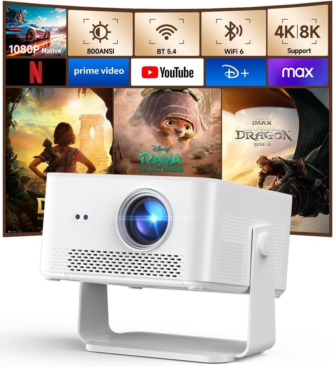 Mini Beamer - Compact - 4K/8K Ondersteuning - Native 1080P - Voor Thuisgebruik