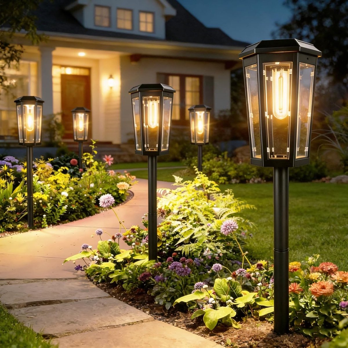 Zonnelampen voor Buiten - Zwarte Kunststof - Waterdicht - Moderne LED - Voor Tuin en Oprit