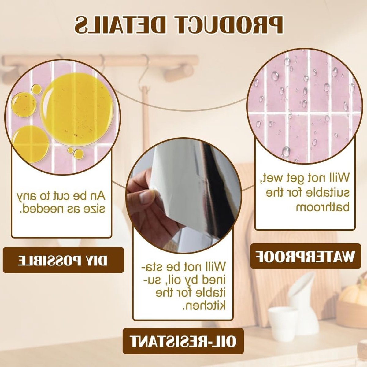3D Zelfklevende Tegelstickers voor Keuken en Badkamer, Makkelijk te Gebruiken, Waterdicht en Verwijderbaar, Set van 10 (30.5 x 30.5 cm), Modern Ontwerp, Perfect voor Huurwoningen en Renovaties