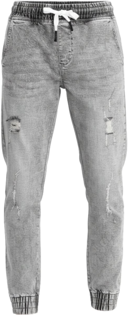 OMBRE Broek - slim fit - katoen - effen Lichtgrijs L