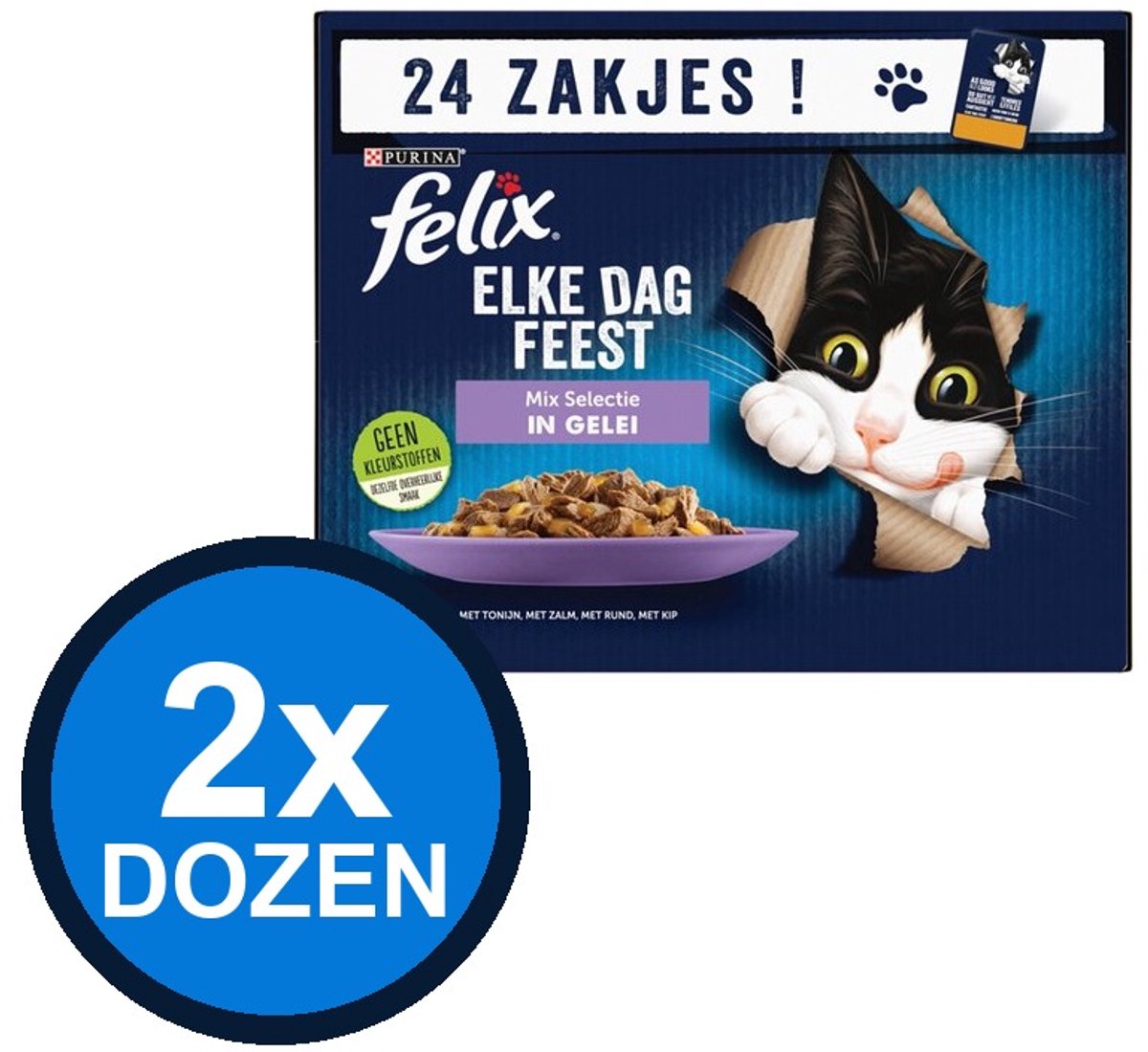 Felix Felix - Elke Dag Feest In Gelei Mix Selectie Multipack - Kattenvoer Natvoer - 2.04 kg