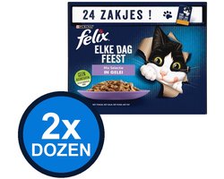 2x Felix - Elke Dag Feest In Gelei Mix Selectie Multipack - Kattenvoer Natvoer - 2.04 kg