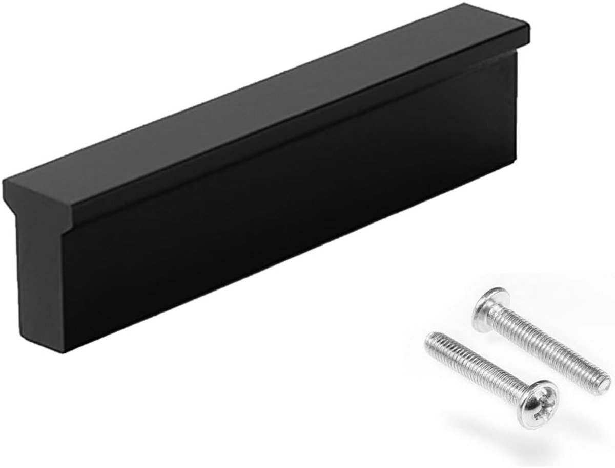 Zwarte Meubelhandgrepen voor Keuken- en Kastdeuren - Aluminium Handgrepen 96 mm Gatafstand met Schroeven voor Keukenkastjes en Lades - Set van 2 Stuks