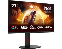 AOC G4 Q27G4ZDR - QHD OLED Gaming Monitor - 240hz - HDMI 2.1 - USB-Hub - Ergonomisch Design - 27 inch