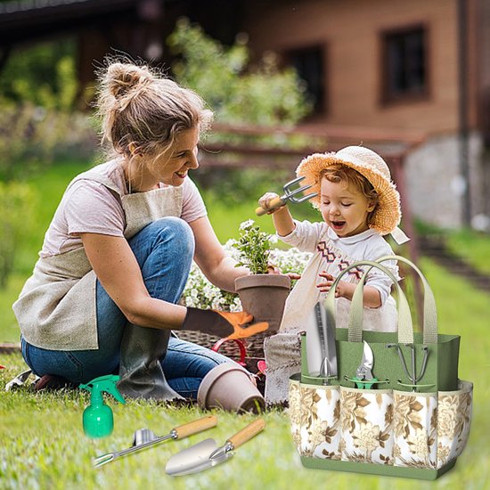 NAVOBIZ 9-delige tuingereedschap set - Tuinhandgereedschap - Tuinonderhoud - Roestvrijstaal - Met snoeischaar - Opbergtas - Zilver — afbeelding 4
