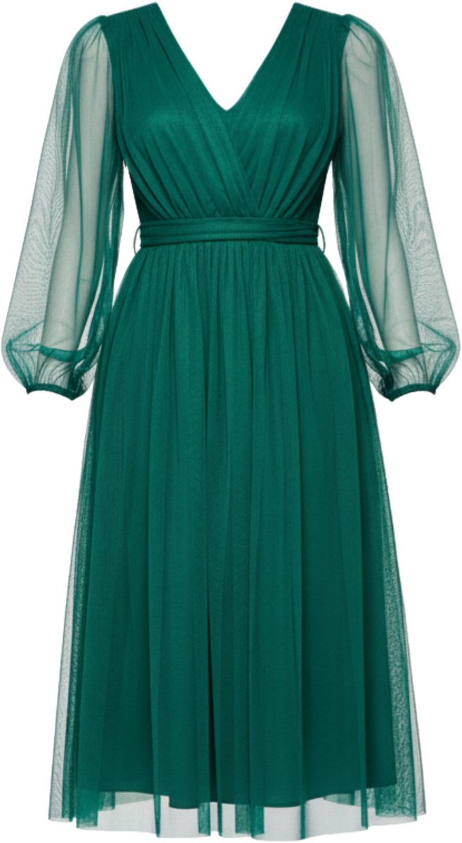 LARICA Jurk - viscose - rits - effen Groen L