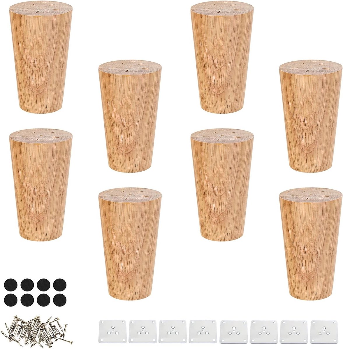 8 stuks massief houten meubelpoten 8 cm compleet met montagemateriaal