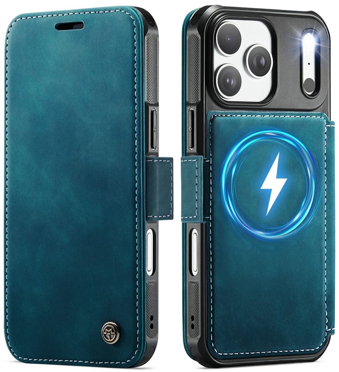 CaseMe Hoesje - Geschikt voor iPhone 17 Pro Max Hoesje - CaseMe 053 Slim Book Case - MagSafe Compatible - Blauw