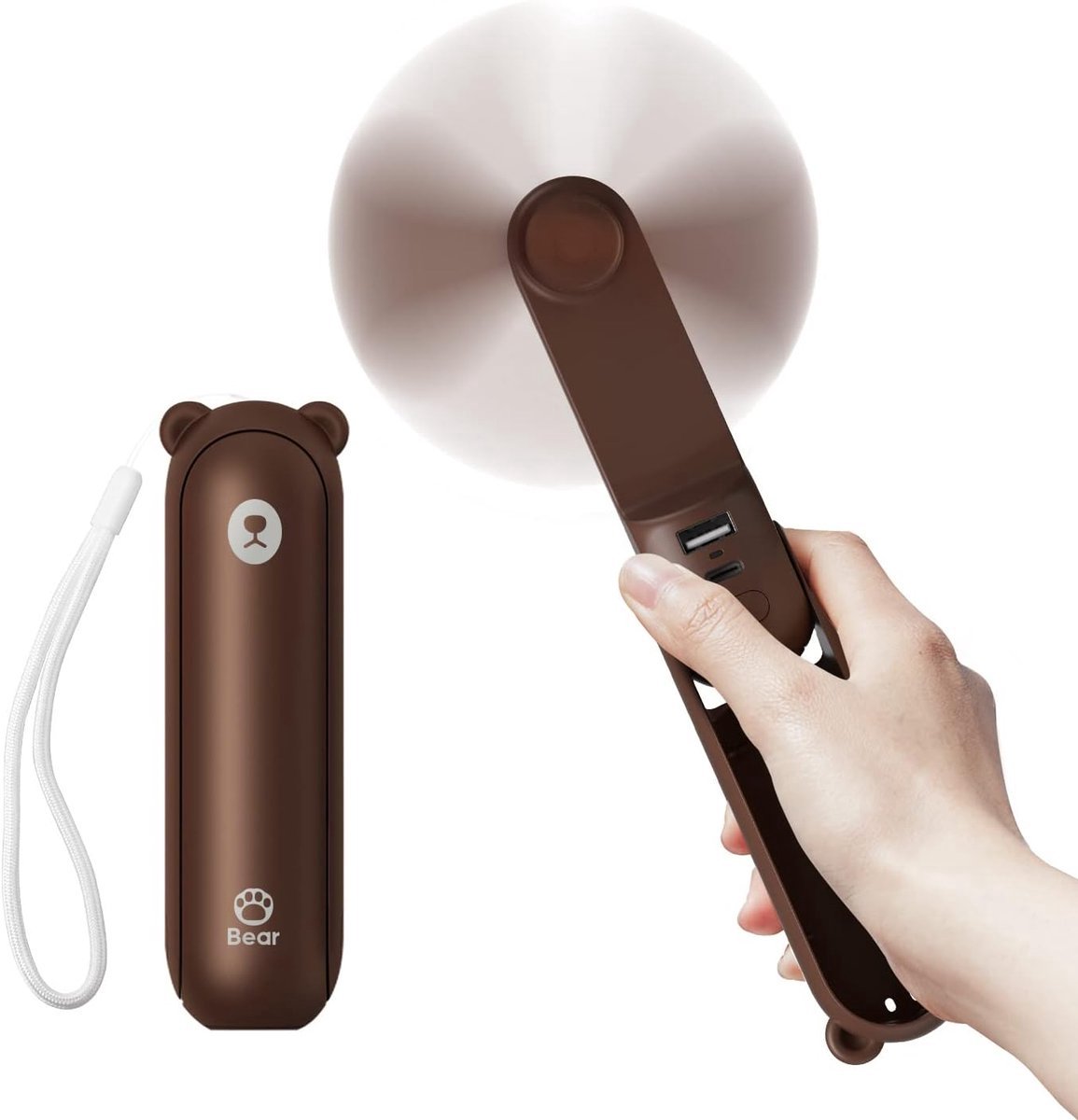 Solvix tafel ventilator geluidloos - Draagbare Ventilator - Bruin - 4800 mAh Powerbank - Maximaal 46 Uur Batterijduur - Voor Thuis en Buitengebruik