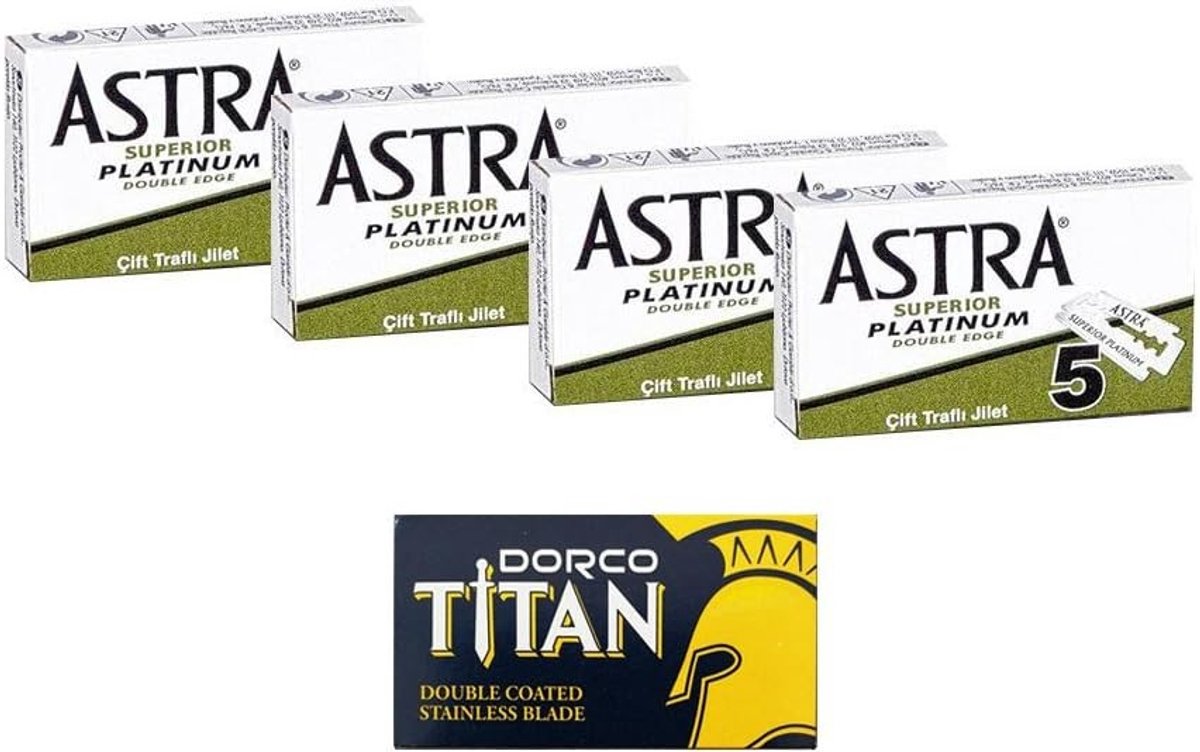 Scheermesjes Set - 20 Stuks - Traditionele Scheermesjes - Inclusief Titanium Mesje - Voor Mannen