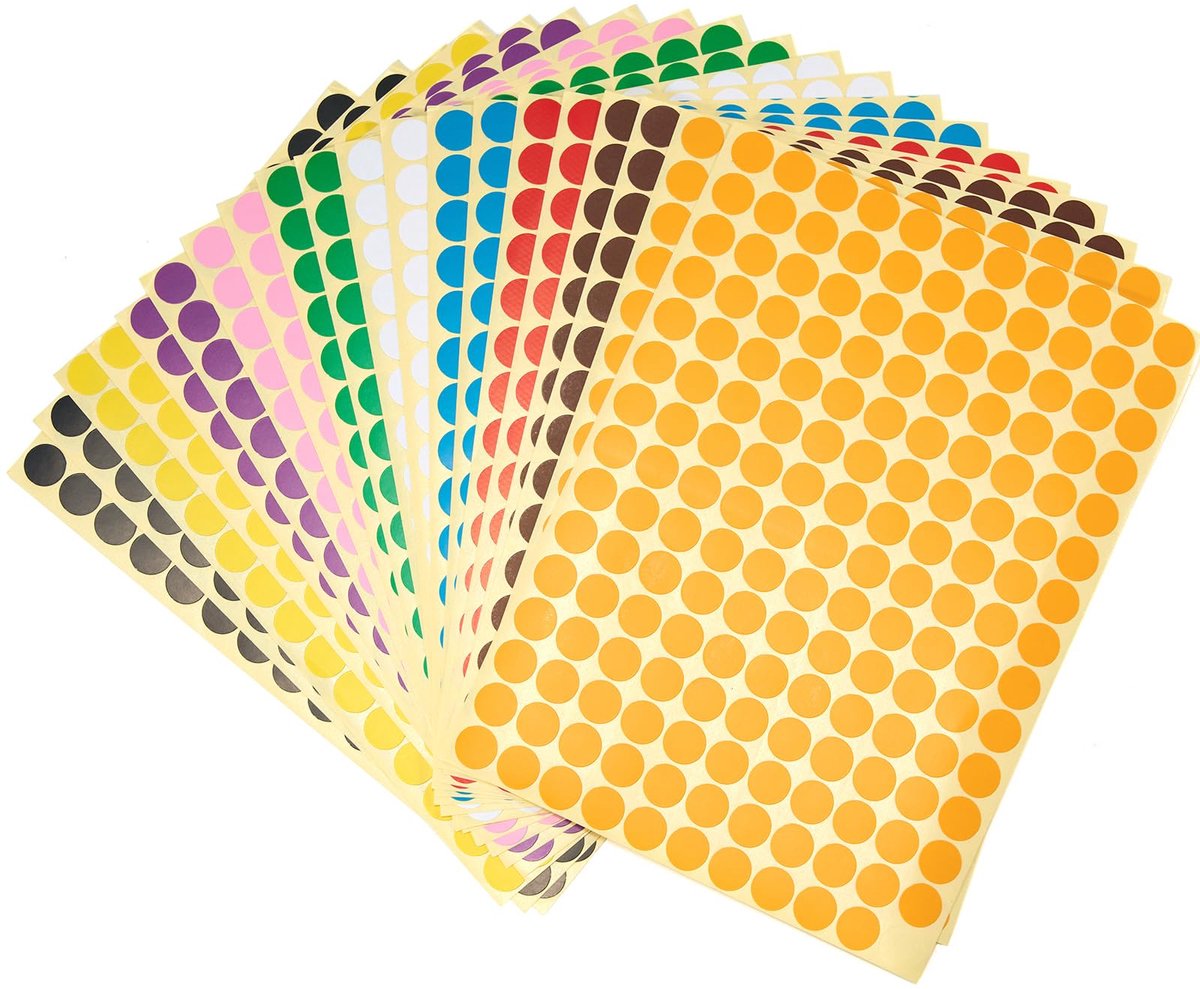 Zelfklevende stippen 3300 stuks - kleurrijke ronde stickers 10 mm - handige kleurcodering - ideaal voor etiketteren - ShopVlot