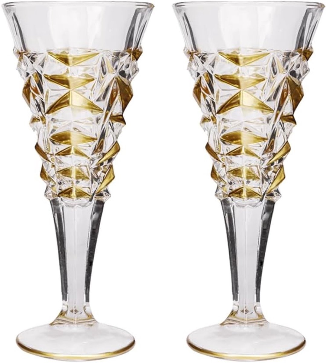 Champagnefluiten - Goud - 200 ml - Handgeschilderd Kristalglas - Set van 2 voor Feestelijke Gelegenheden