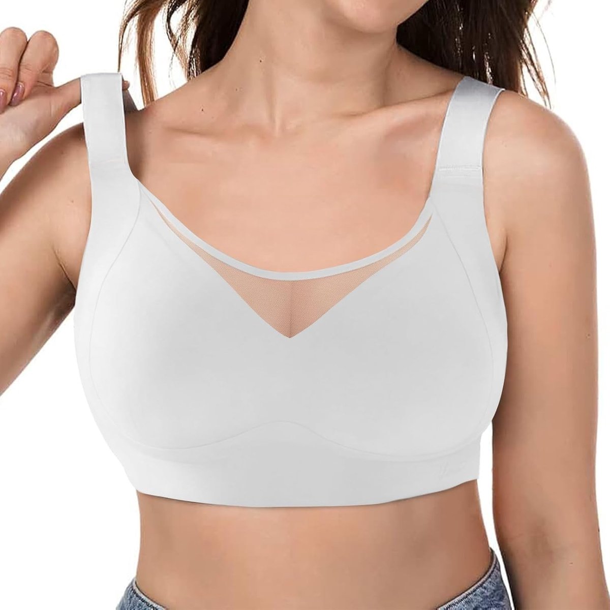 Zonder Draad Ondersteunende Bh voor Vrouwen, Naadloze Push-Up T-Shirt Bh, Comfortabele Slapen Bralette met Volledige Dekking en V-Hals Design