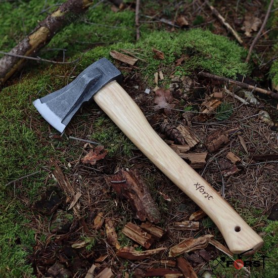 Handbijl Houtbewerking - Kampeerbijl Outdoor - Hout Kloven Tuin - Duurzaam Carbon Staal - 45 cm Lengte - Bruin — afbeelding 2