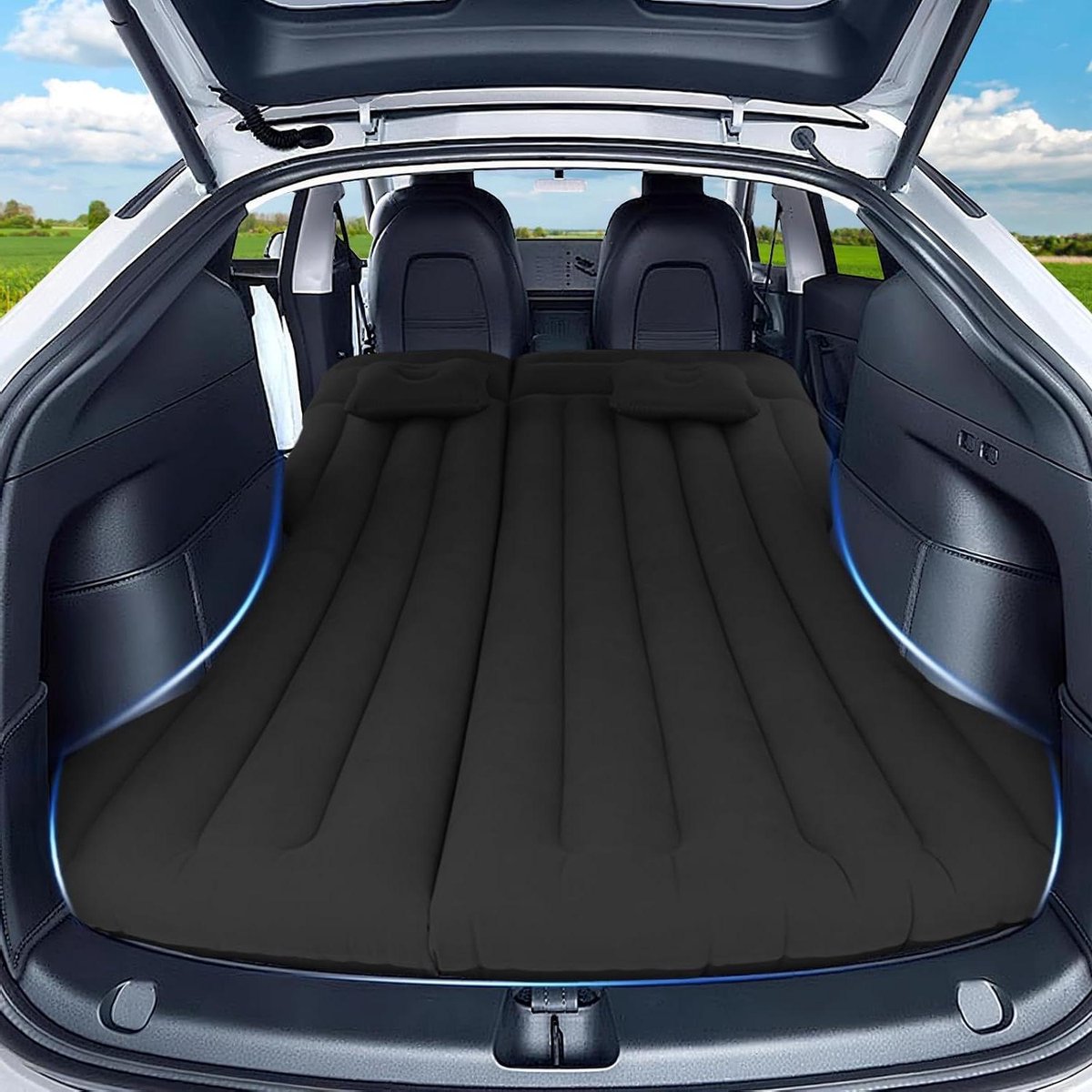 Auto luchtmatras - Opblaasbaar bed - Comfortabel slapen - Dubbelzijdig materiaal - 190 x 130 cm - Zwart