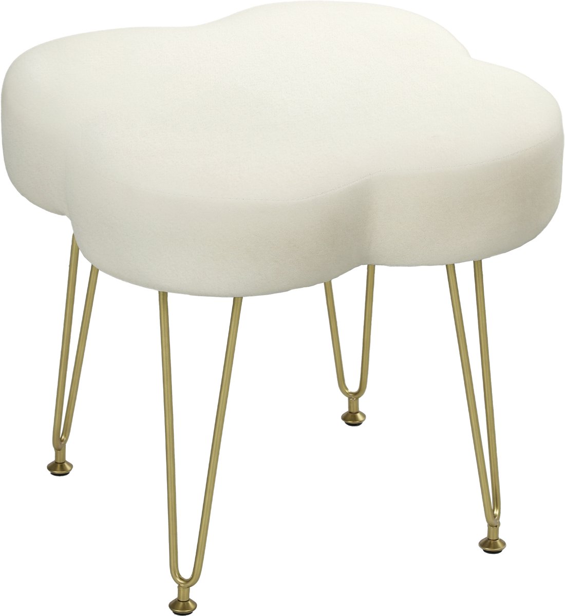 HOMCOM Foot Stool-Polyester-41L x 41B x 40H cm-Cremeweiß