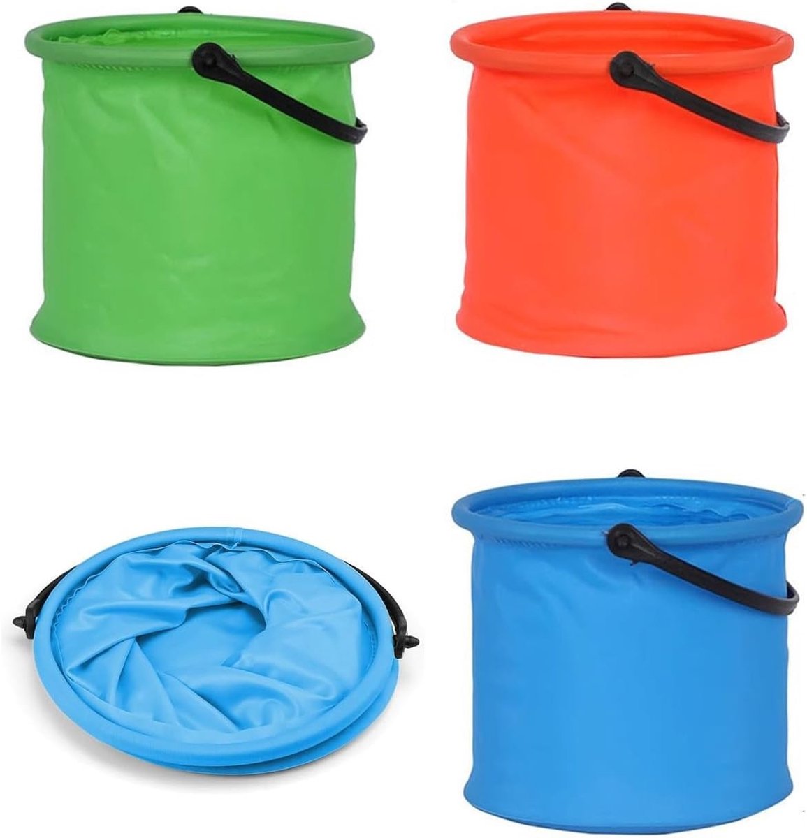 Vouwbare zandemmer voor kinderen, set van 3, draagbare emmer voor strand en tuin, multifunctionele emmer voor knutselen, schilderen en zandkastelen bouwen