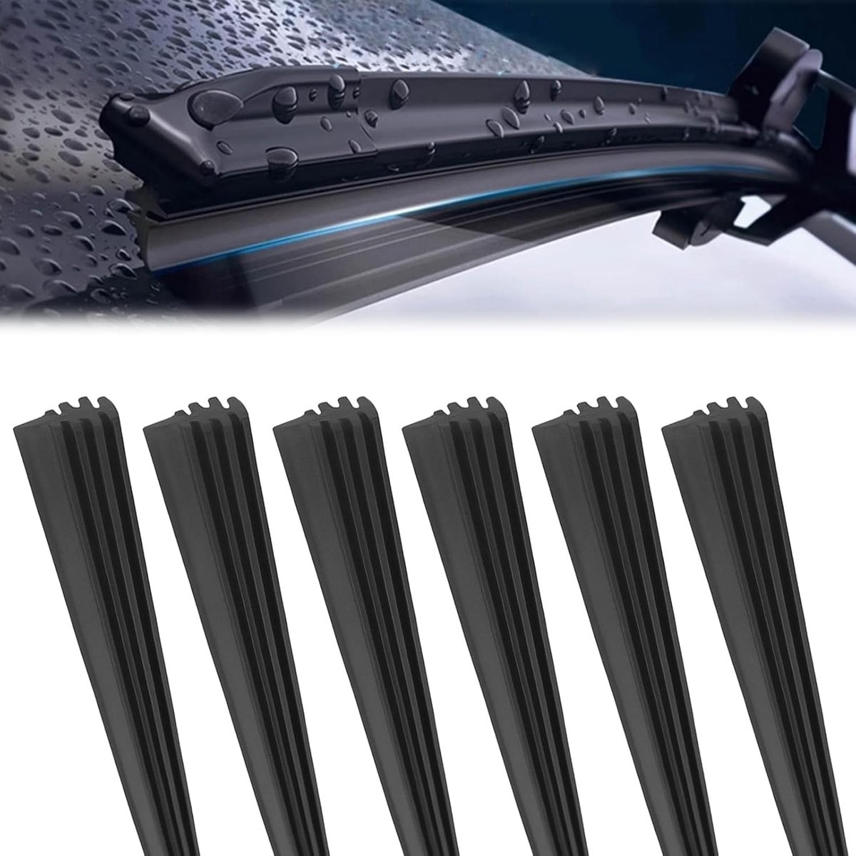 Set van 6 Rubber Ruitenwissers 800mm Universele Vullingen zonder Frame, Snijdbare Rubber Strips voor Vervanging van Autoruiten, Vrachtwagens en SUV's