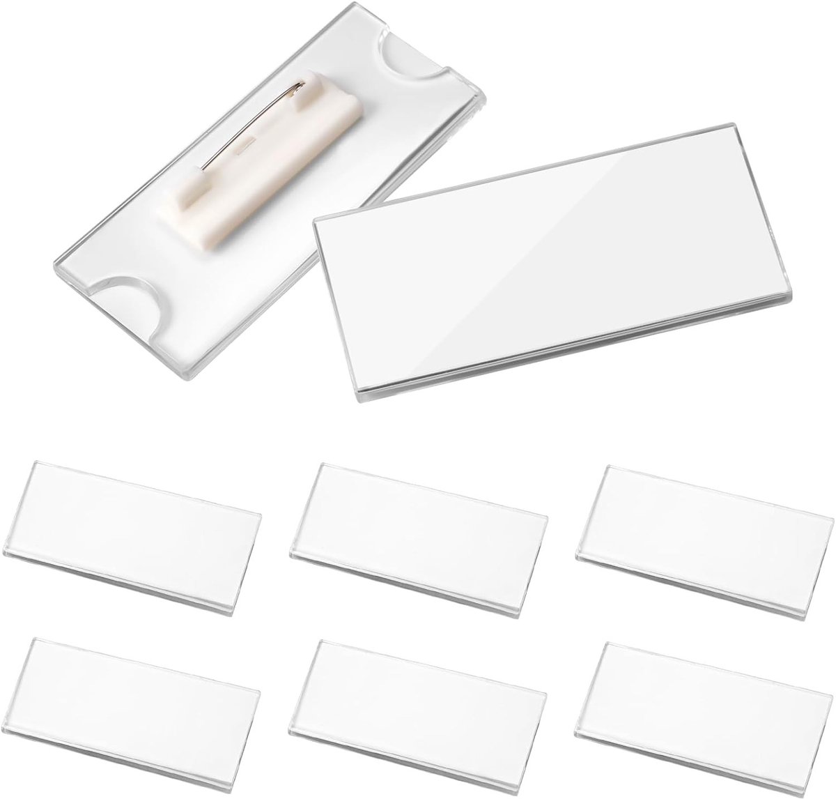 Transparante Magnetische Naamlabels 75 x 32 mm voor Kleding, Set van 10, Ideaal voor Bedrijven en Evenementen