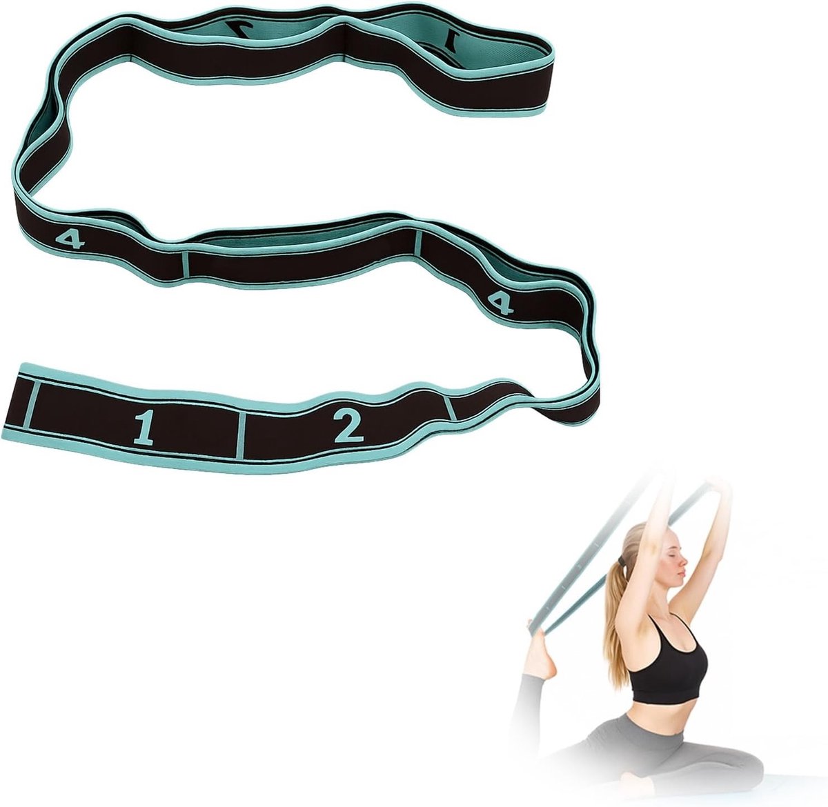 Complete Yoga Set met 8 Bogen, Elastische Yoga Strap met Lussen, Stretchband voor Fitness, Pilates en Gymnastiek, Wasbaar en Draagbaar voor Thuisgebruik en Training