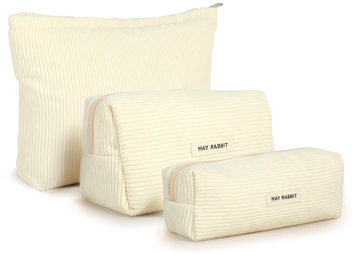 Cosmetische tas set van 3 - cord - toilettas voor reizen - overzichtelijke opbergruimte - ShopVlot