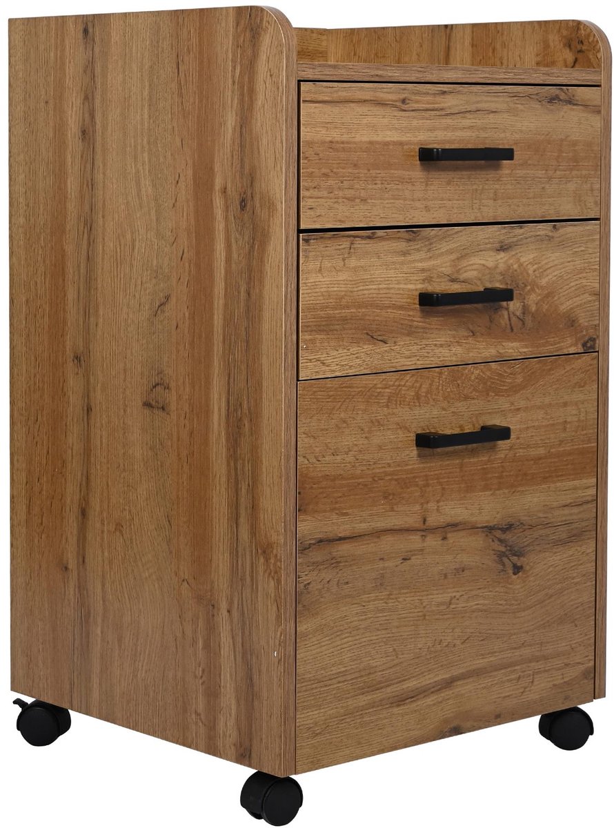 Ladekast - elzenkleur - 40 x 42 x 72 cm - 3 lades - op wielen