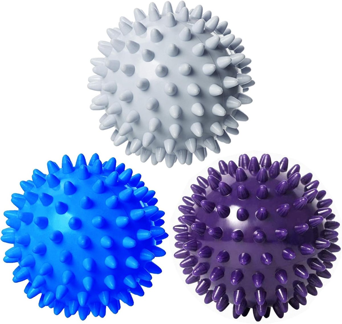 Spiky Massageballen Set van 3 voor Spierontspanning en Pijnverlichting bij Voet- en Rugklachten, Trigger Point Therapie en Yoga Reflexologie