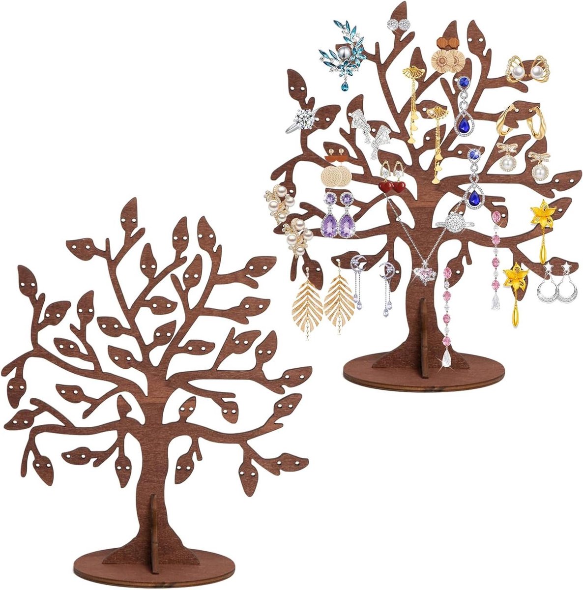 Oorbelhouder Boom - Sieradenboom Hanger - Sieraden Organiseren - Uniek Boom Design - 2 Stuks - Bruin